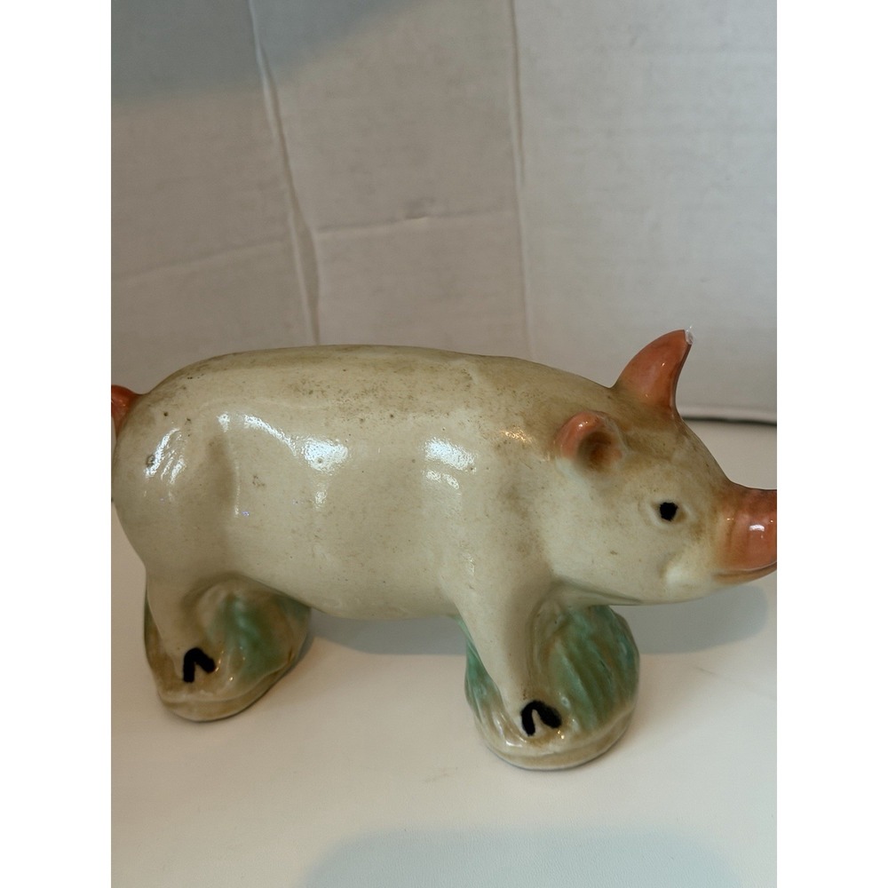 Vintage Standing Pig Figure Porcelain Farm Animal Made in Brazil 4" Farmhouse